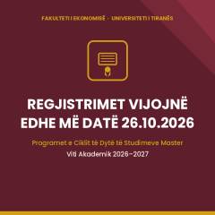 NJOFTIM PËR KANDIDATËT FITUES NË PROGRAMET E STUDIMIT MASTER